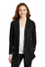 Port Authority L807 Womens Long Sleeve Cardigan Sweater Deep Black Model Front