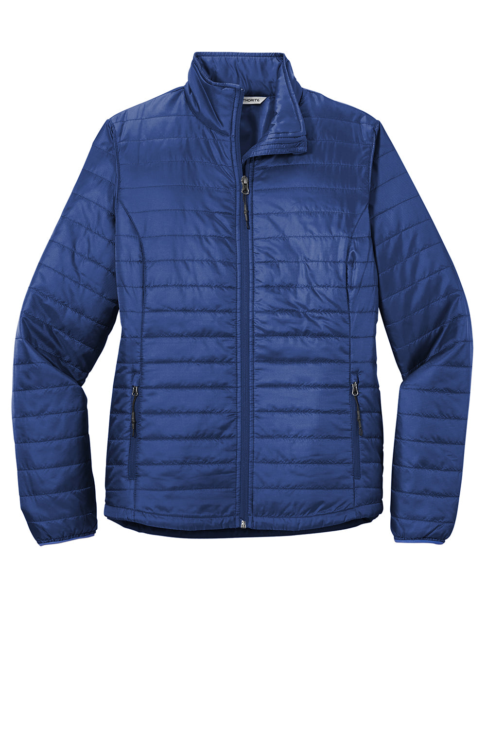 Port Authority L850 Womens Water Resistant Packable Puffy Full Zip Jacket Cobalt Blue Flat Front