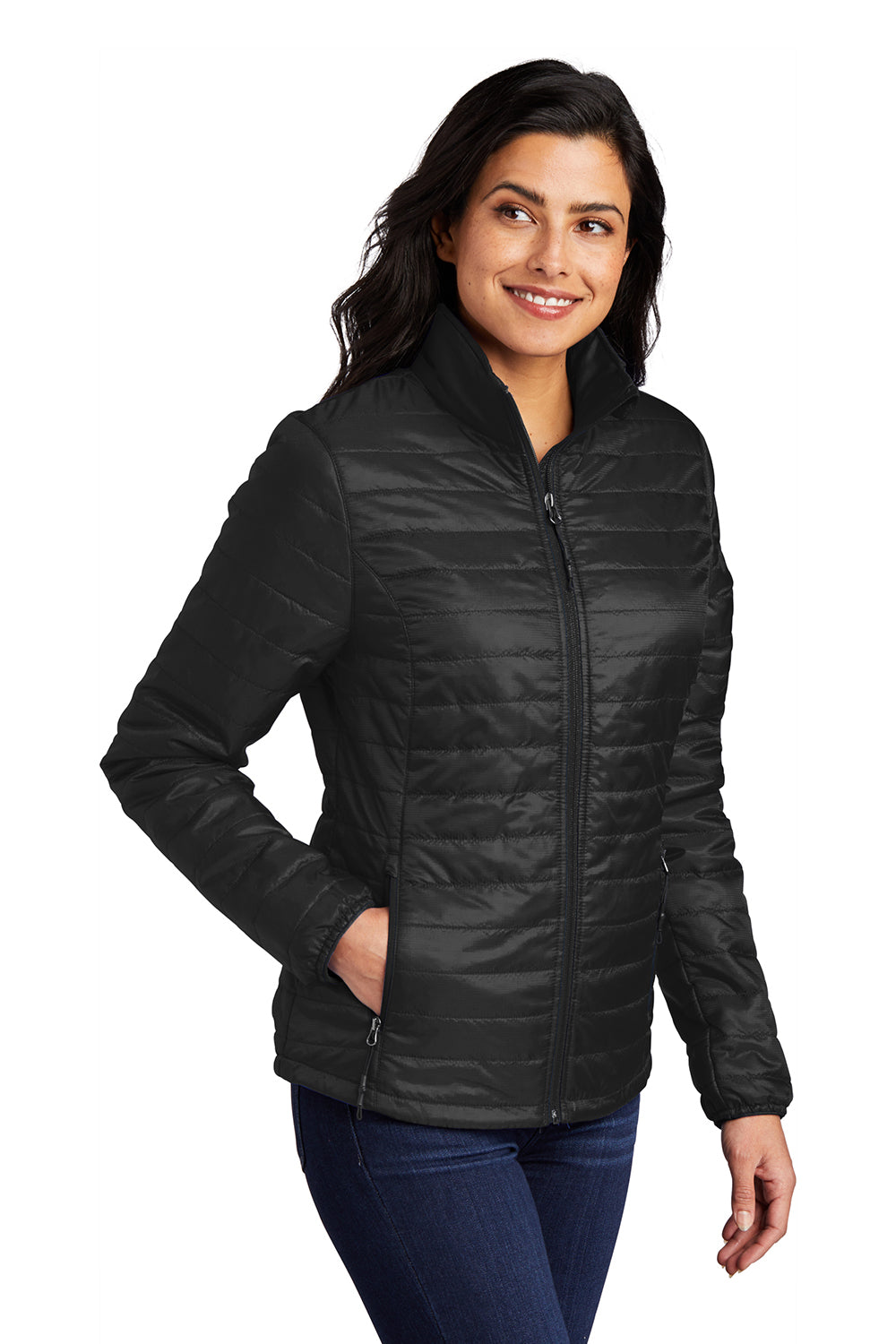 Port Authority L850 Womens Water Resistant Packable Puffy Full Zip Jacket Deep Black Model 3q