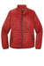 Port Authority L850 Womens Water Resistant Packable Puffy Full Zip Jacket Fire Red/Graphite Grey Flat Front