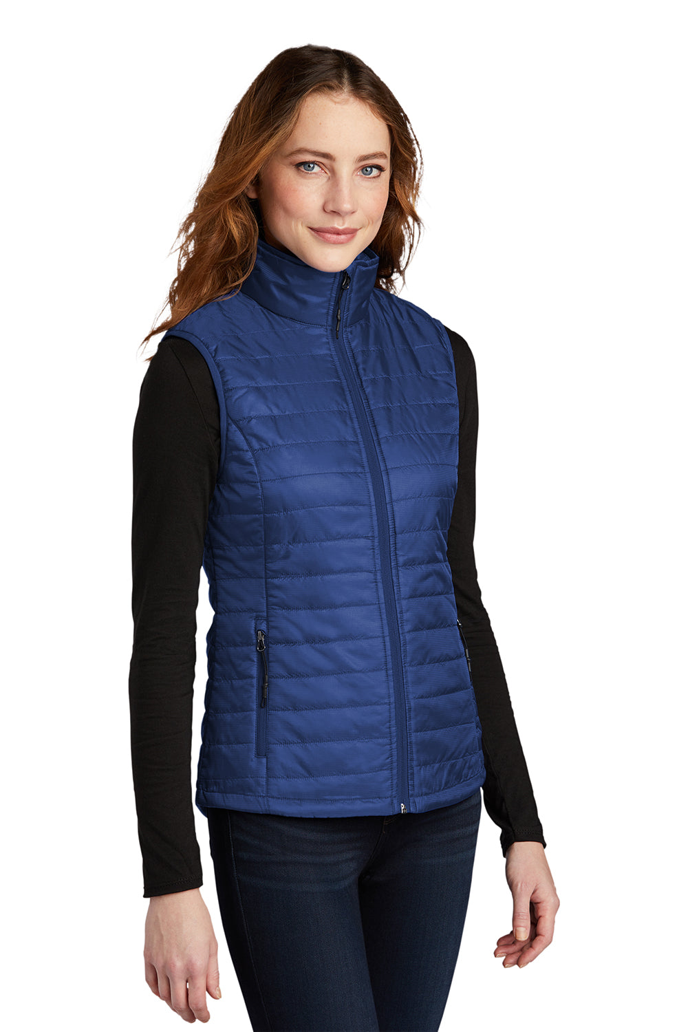 Port Authority L851 Womens Water Resistant Packable Puffy Full Zip Vest Cobalt Blue Model 3q