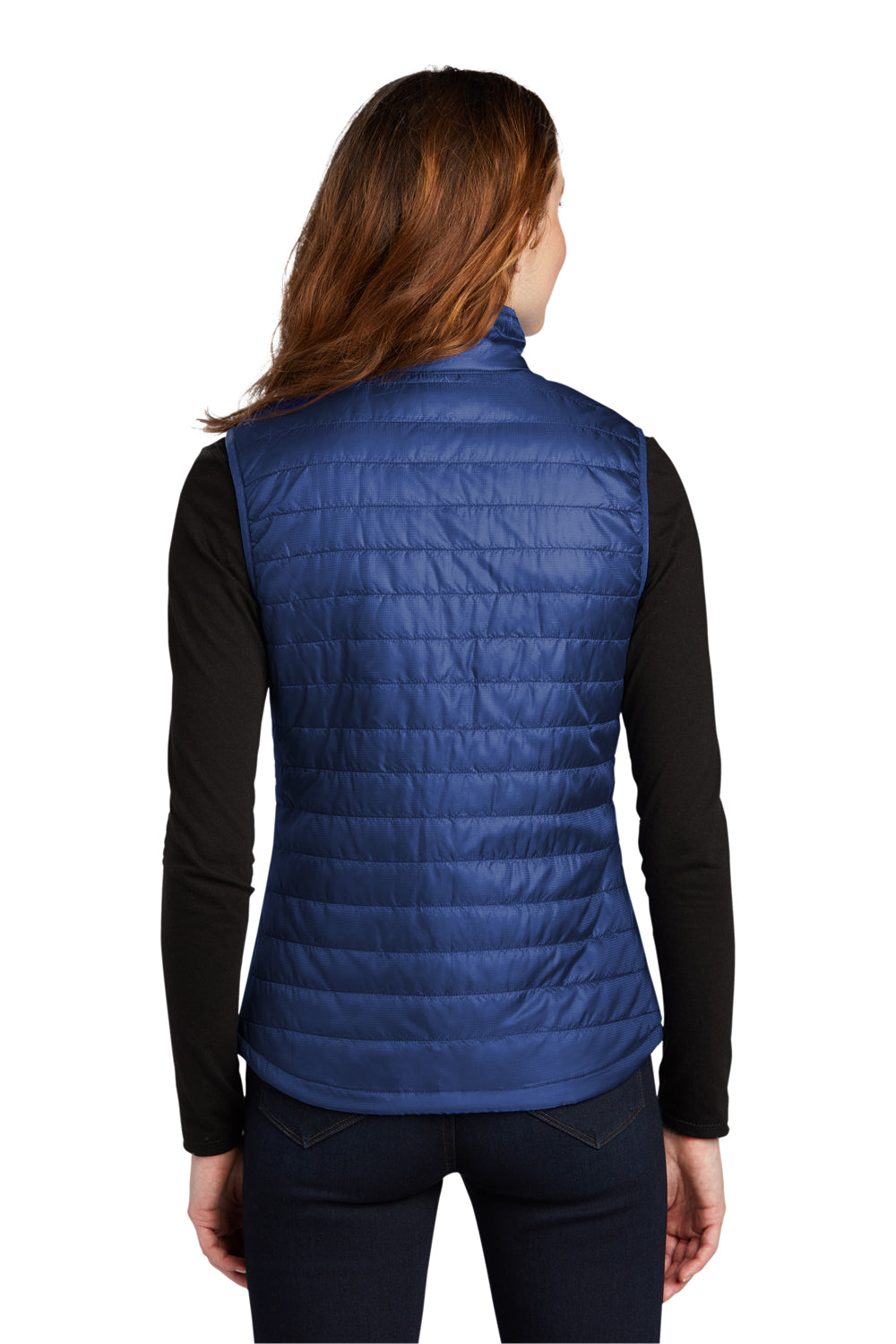 Port Authority L851 Womens Water Resistant Packable Puffy Full Zip Vest Cobalt Blue Model Back