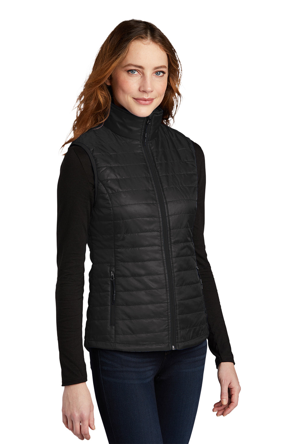 Port Authority L851 Womens Water Resistant Packable Puffy Full Zip Vest Deep Black Model 3q