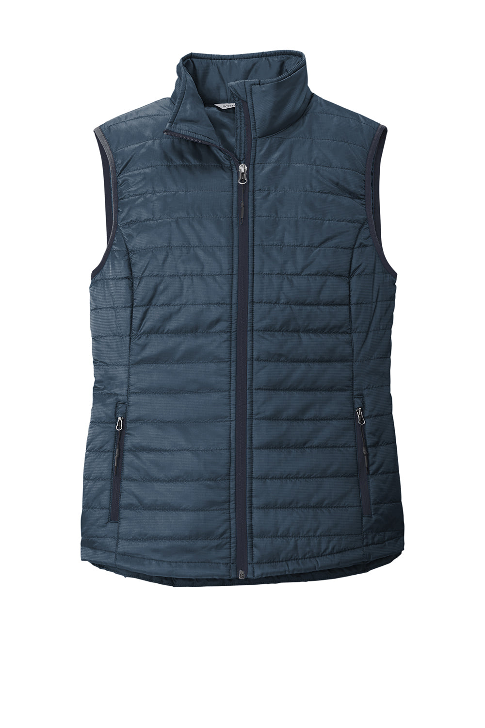 Port Authority L851 Womens Water Resistant Packable Puffy Full Zip Vest Regatta Blue/River Navy Blue Flat Front