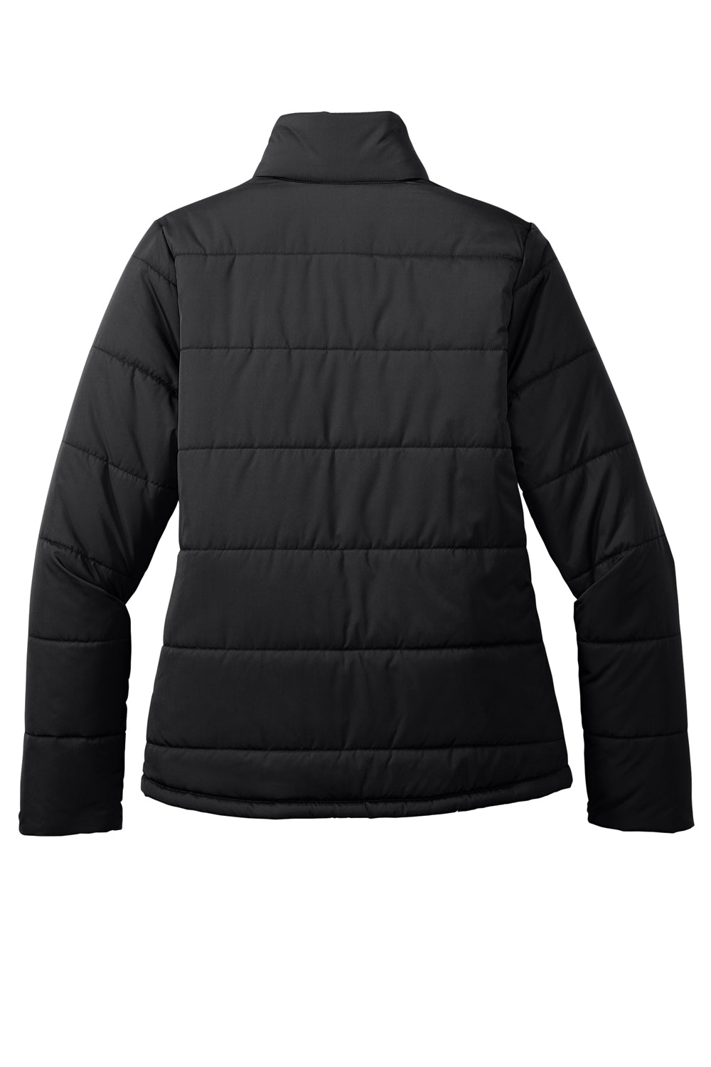 Port Authority L852 Womens Water Resistant Full Zip Puffer Jacket Deep Black Flat Back