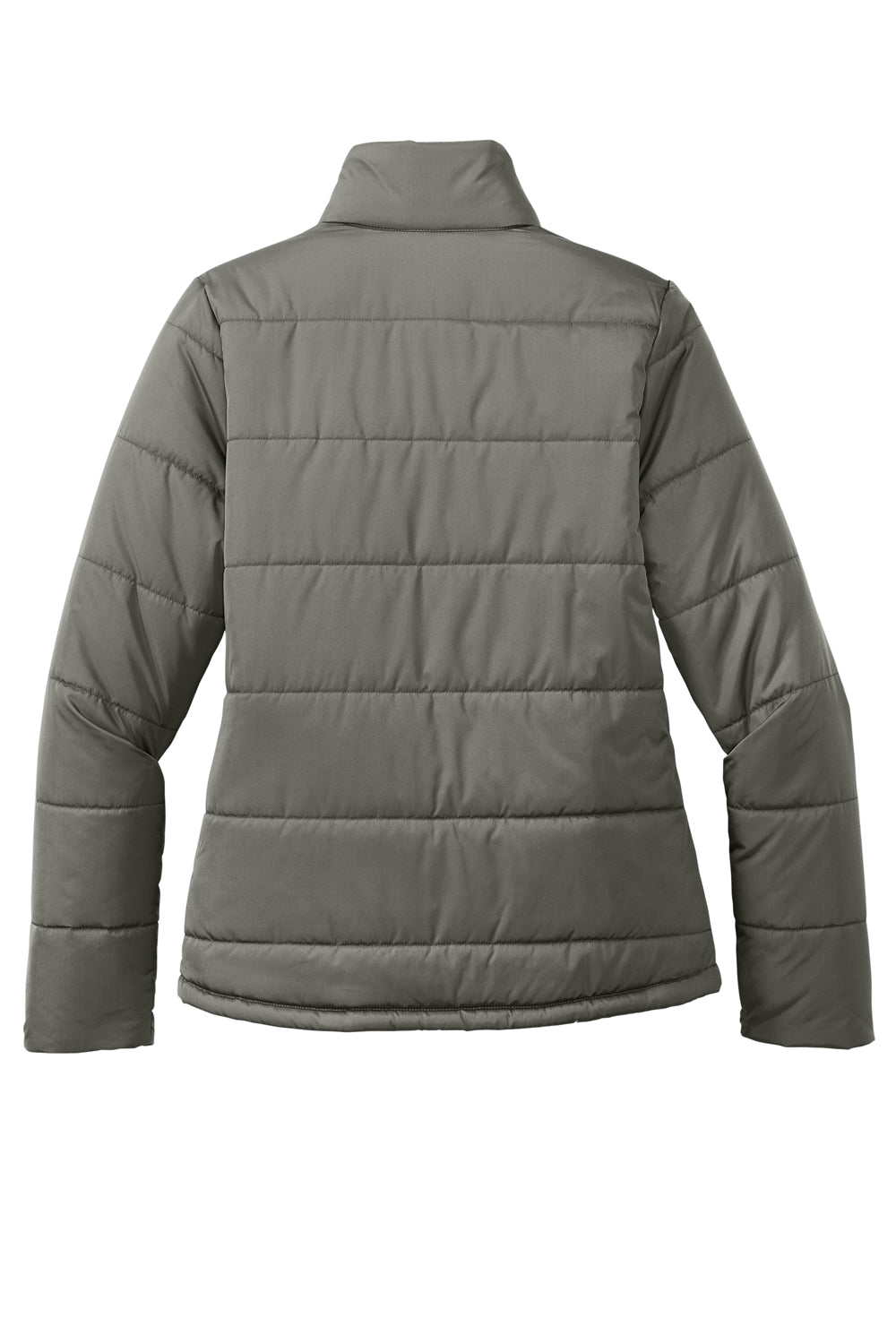 Port Authority L852 Womens Water Resistant Full Zip Puffer Jacket Shadow Grey Flat Back