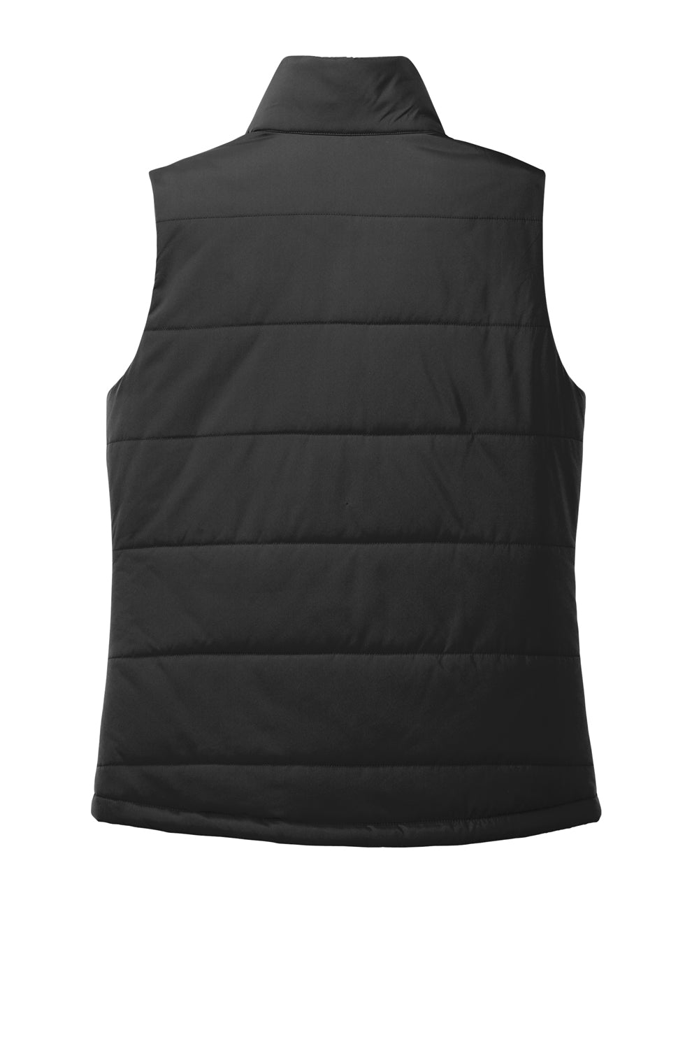 Port Authority L853 Womens Water Resistant Full Zip Puffer Vest Deep Black Flat Back