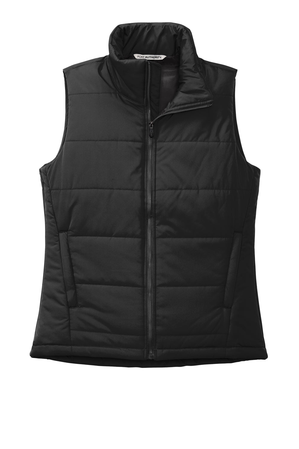 Port Authority L853 Womens Water Resistant Full Zip Puffer Vest Deep Black Flat Front