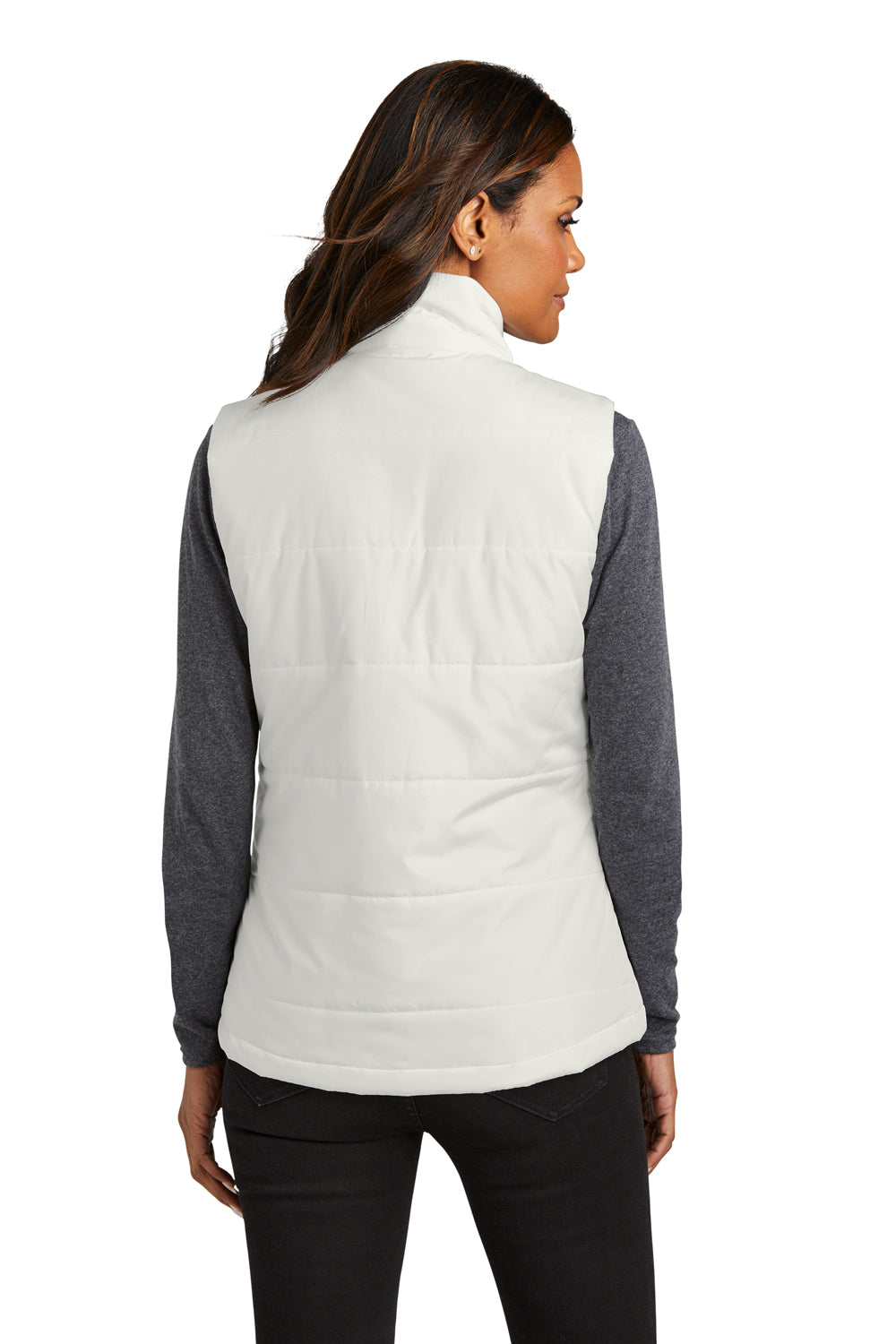 Port Authority L853 Womens Water Resistant Full Zip Puffer Vest Marshmallow White Model Back