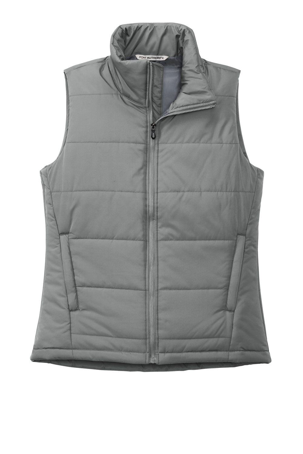 Port Authority L853 Womens Water Resistant Full Zip Puffer Vest Shadow Grey Flat Front