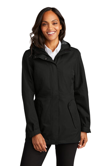 Port Authority L900 Womens Collective Waterproof Full Zip Hooded Jacket Deep Black Model Front