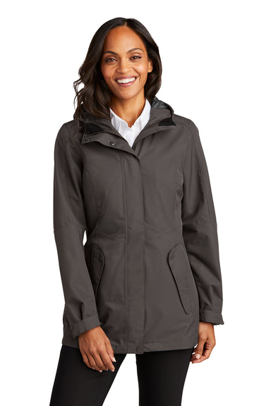 Port Authority L900 Womens Collective Waterproof Full Zip Hooded Jacket Graphite Grey Model Front