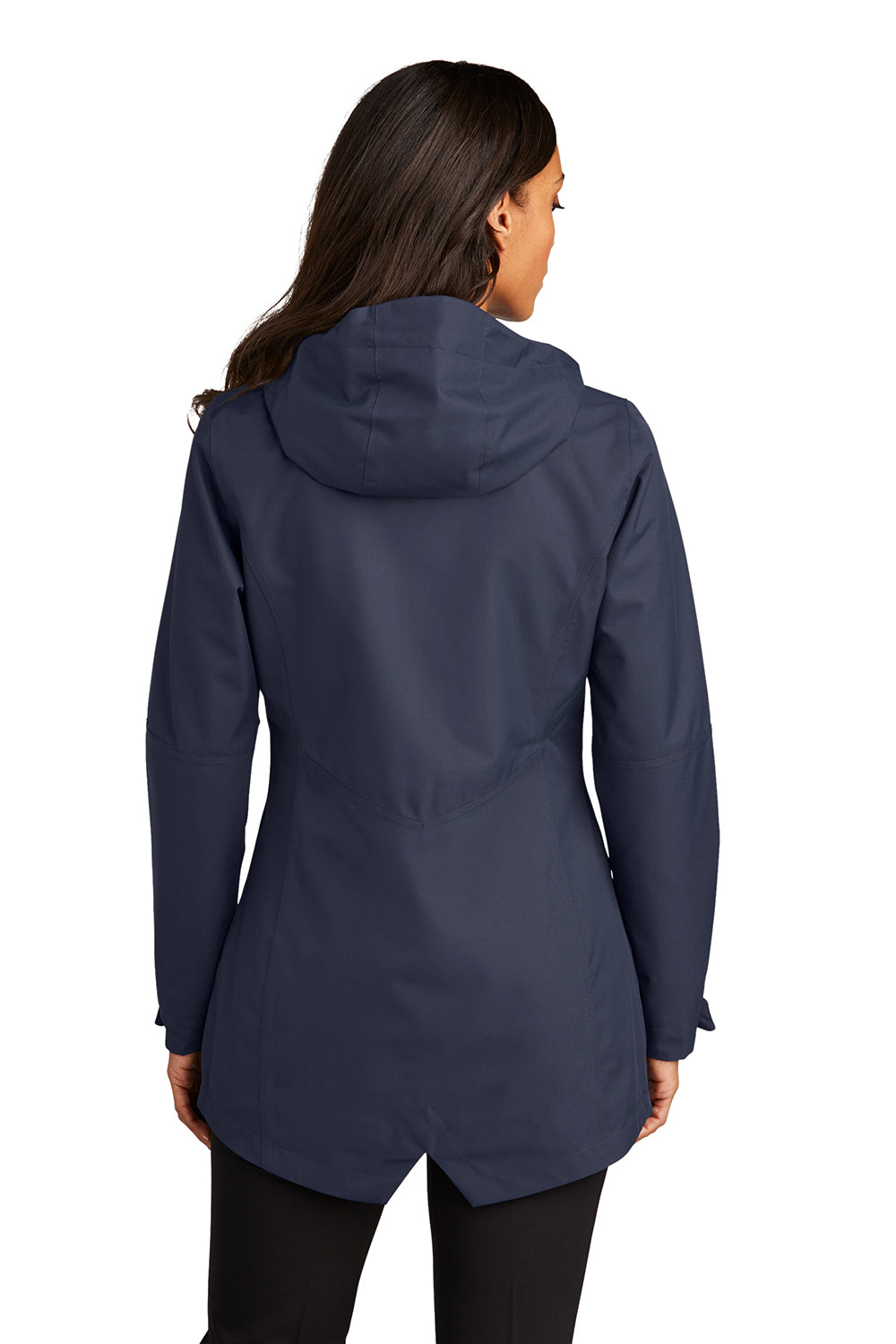 Port Authority L900 Womens Collective Waterproof Full Zip Hooded Jacket River Navy Blue Model Back