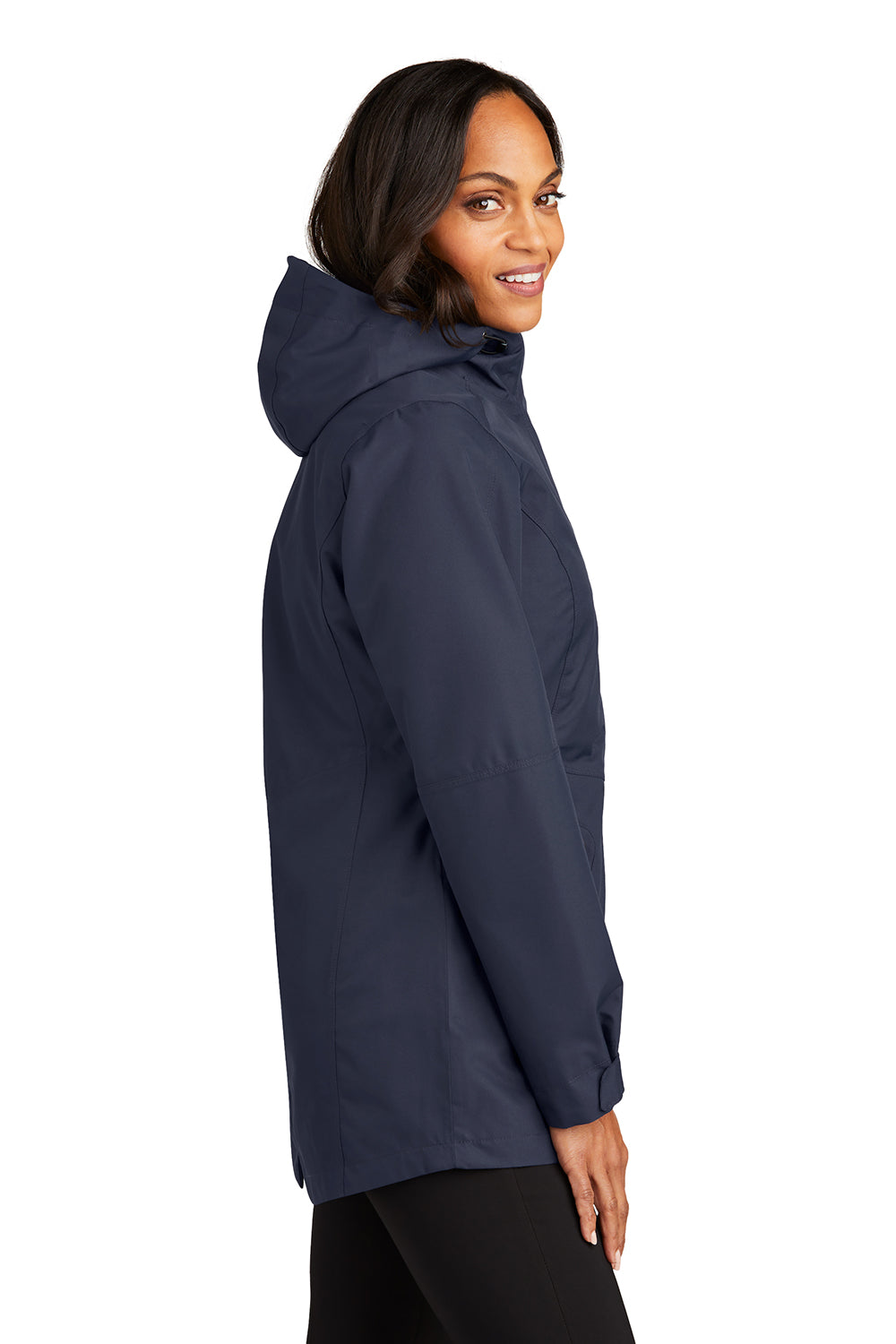 Port Authority L900 Womens Collective Waterproof Full Zip Hooded Jacket River Navy Blue Model Side