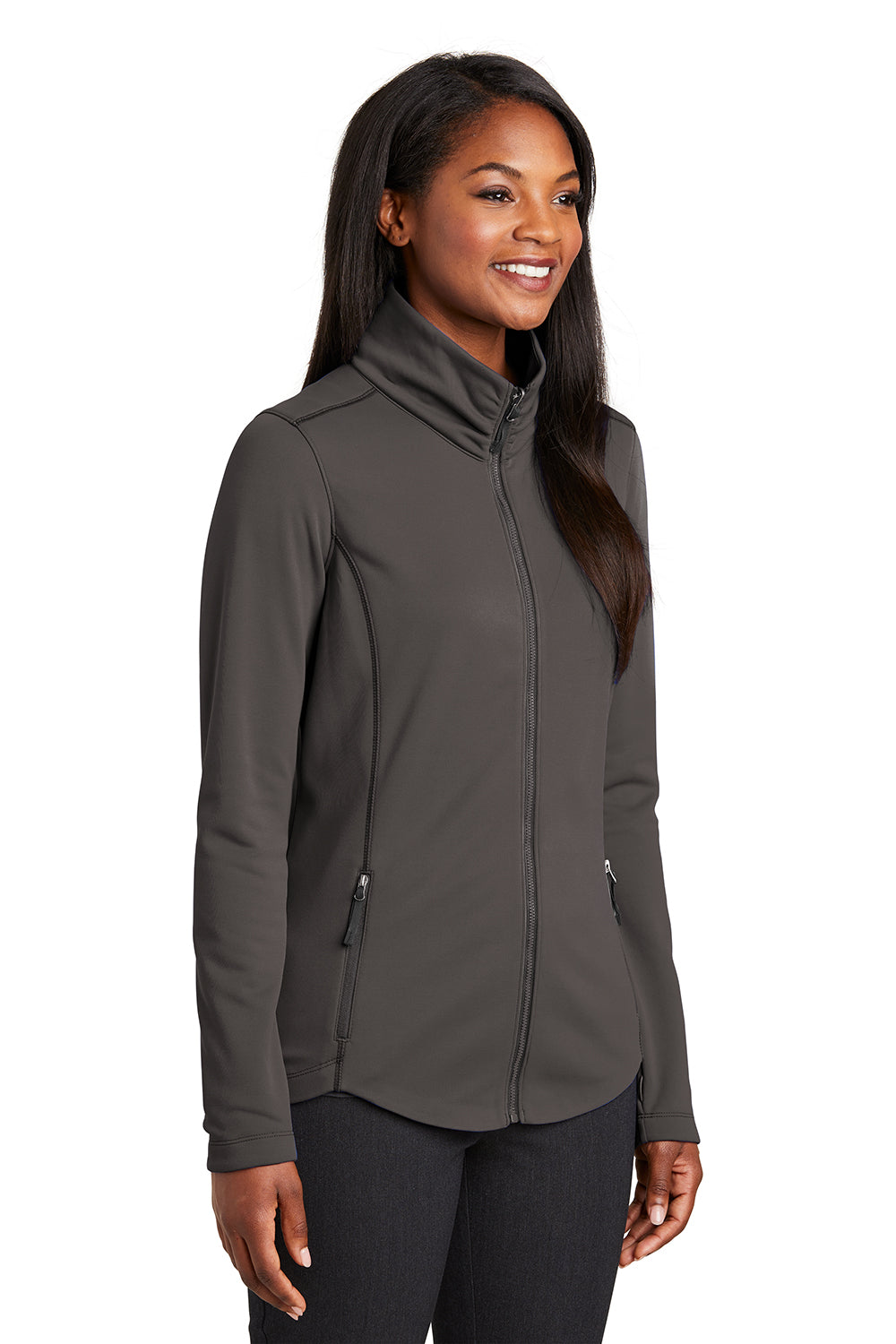 Port Authority L904 Womens Collective Full Zip Smooth Fleece Jacket Graphite Grey Model 3q