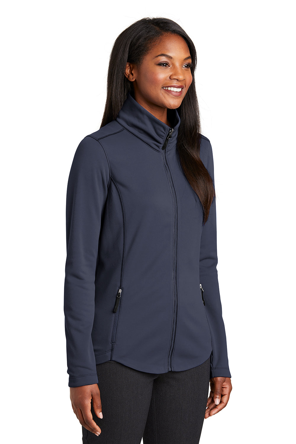 Port Authority L904 Womens Collective Full Zip Smooth Fleece Jacket River Navy Blue Model 3q