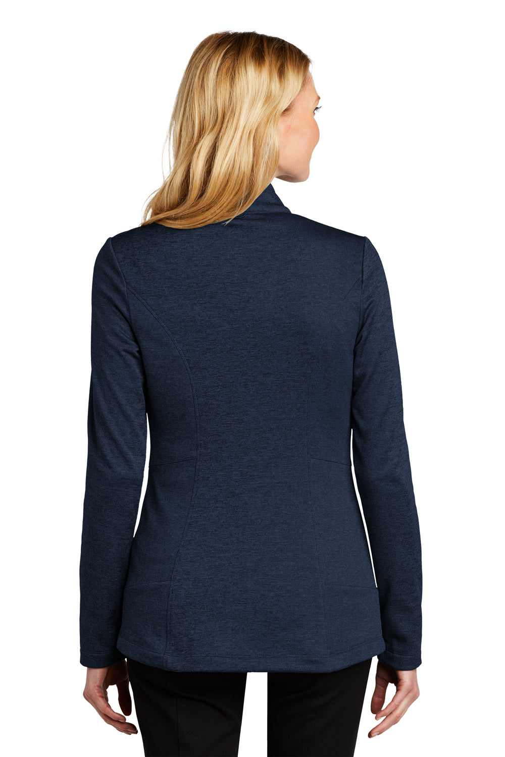 Port Authority L905 Womens Collective Striated Fleece Full Zip Jacket Heather River Navy Blue Model Back