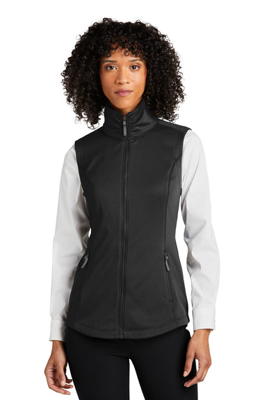 Port Authority L906 Womens Collective Smooth Fleece Full Zip Vest Deep Black Model Front