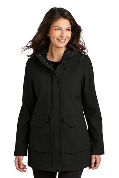 Port Authority L919 Womens Collective Outer Soft Shell Full Zip Hooded Parka Deep Black Model Front