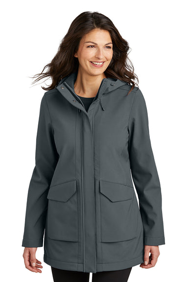 Port Authority L919 Womens Collective Outer Soft Shell Full Zip Hooded Parka Graphite Grey Model Front