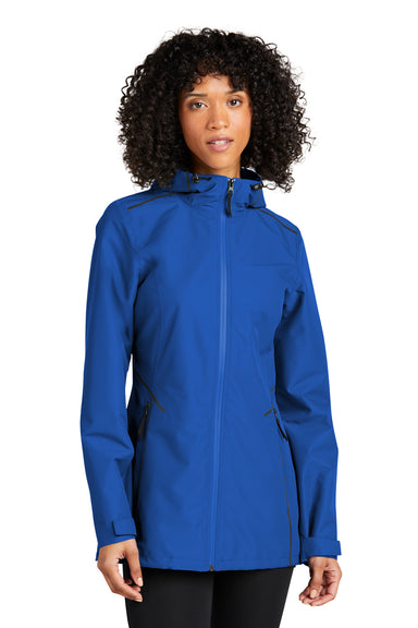 Port Authority L920 Womens Collective Tech Waterproof Full Zip Outer Shell Hooded Jacket True Royal Blue Model Front