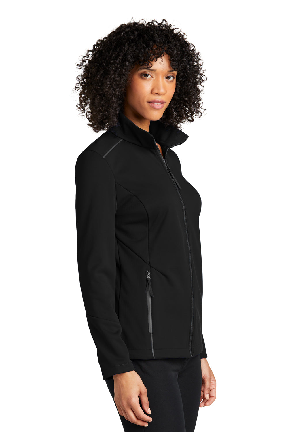 Port Authority L921 Womens Collective Tech Waterproof Full Zip Soft Shell Jacket Deep Black Model 3q