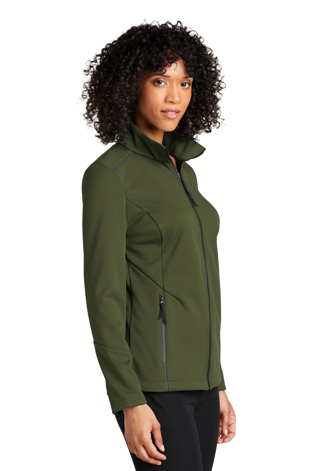 Port Authority L921 Womens Collective Tech Waterproof Full Zip Soft Shell Jacket Olive Green Model 3q