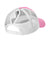 Port Authority LC111 Womens Snapback Ponytail Trucker Hat True Pink/White Flat Back