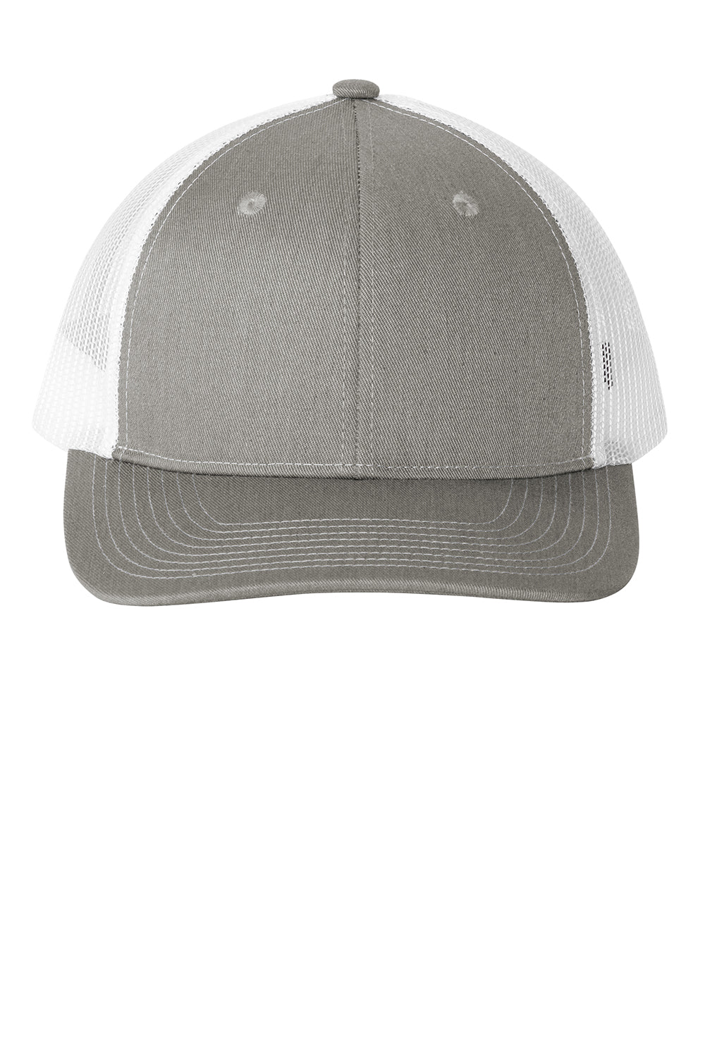 Port Authority LC111 Snapback Ponytail Trucker Hat Heather Grey/White Flat Front