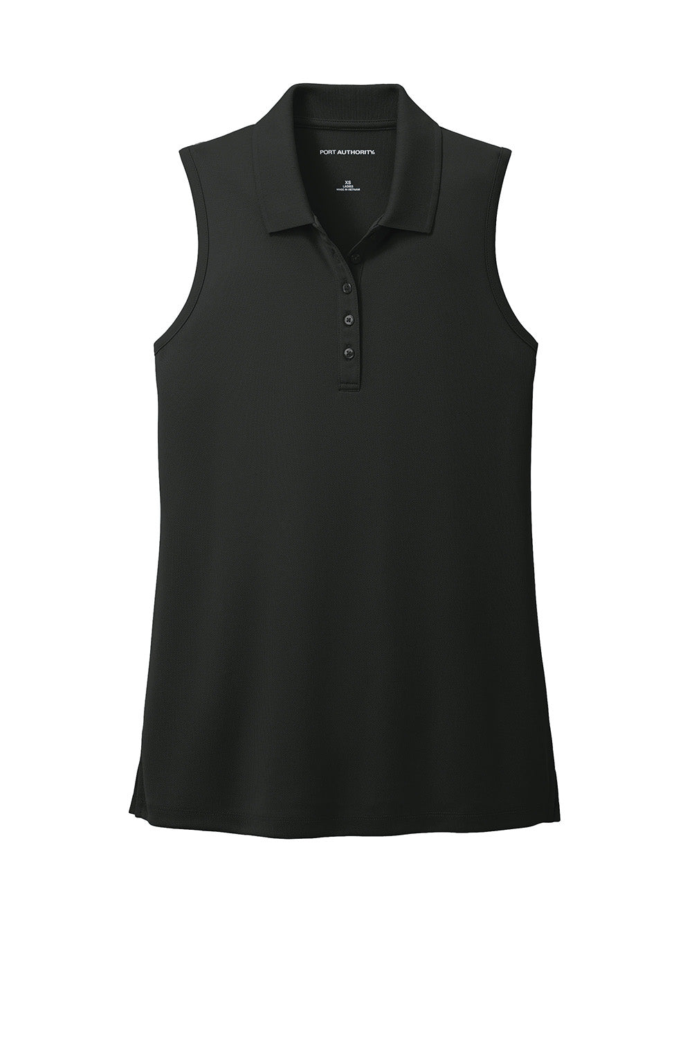 Port Authority LK110SV Womens Dry Zone UV Micro Mesh Sleeveless Polo Shirt Deep Black Flat Front