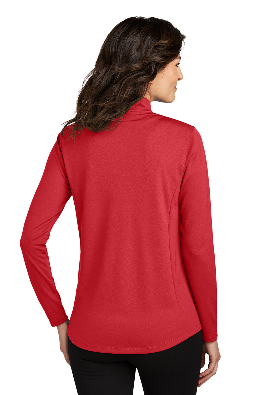 Port Authority LK112 Womens Dry Zone Moisture Wicking Micro Mesh 1/4 Zip Sweatshirt Rich Red Model Back