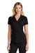 Port Authority LK398 Womens Staff Performance Moisture Wicking Short Sleeve Polo Shirt Black Model Front