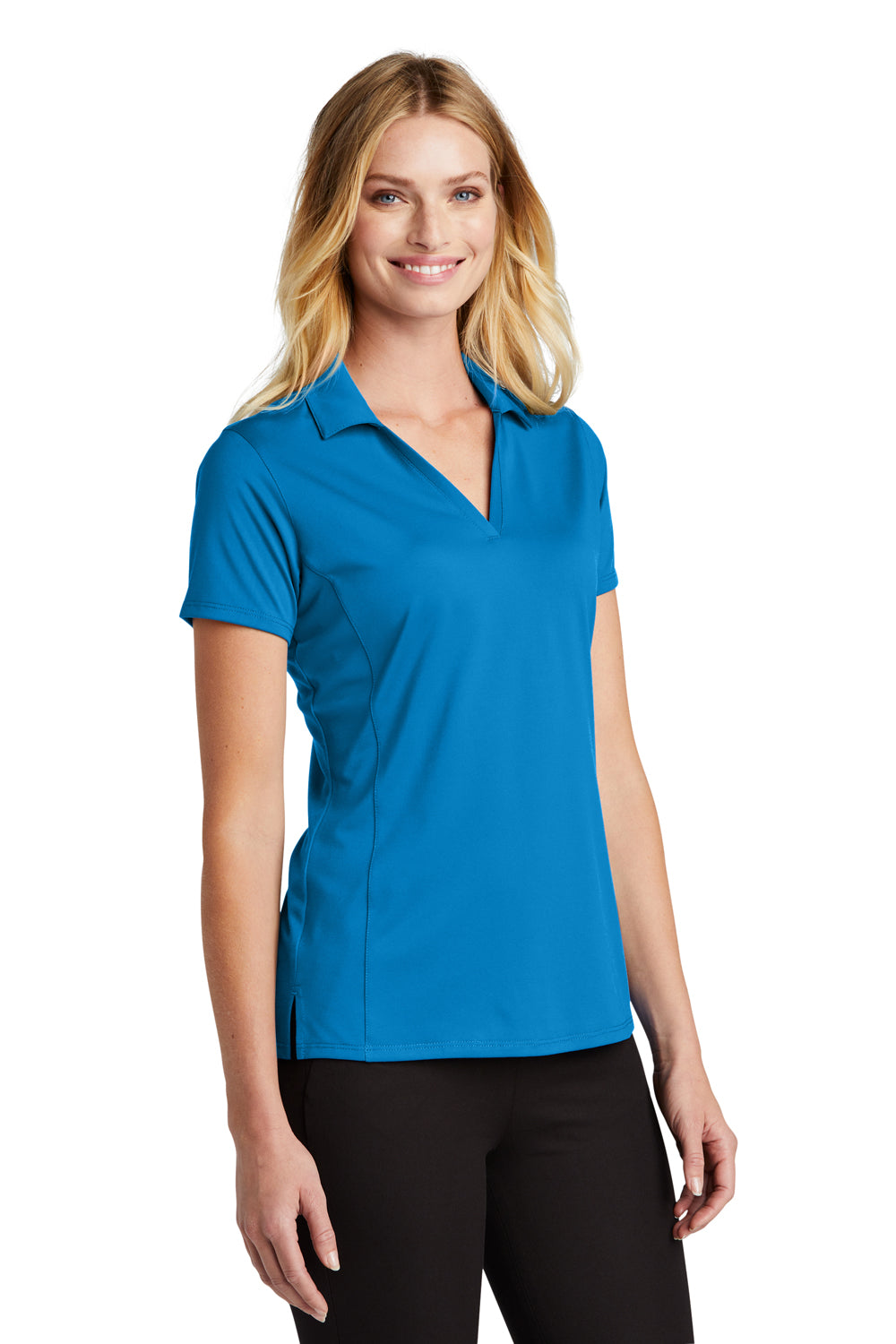 Port Authority LK398 Womens Staff Performance Moisture Wicking Short Sleeve Polo Shirt Brilliant Blue Model 3q