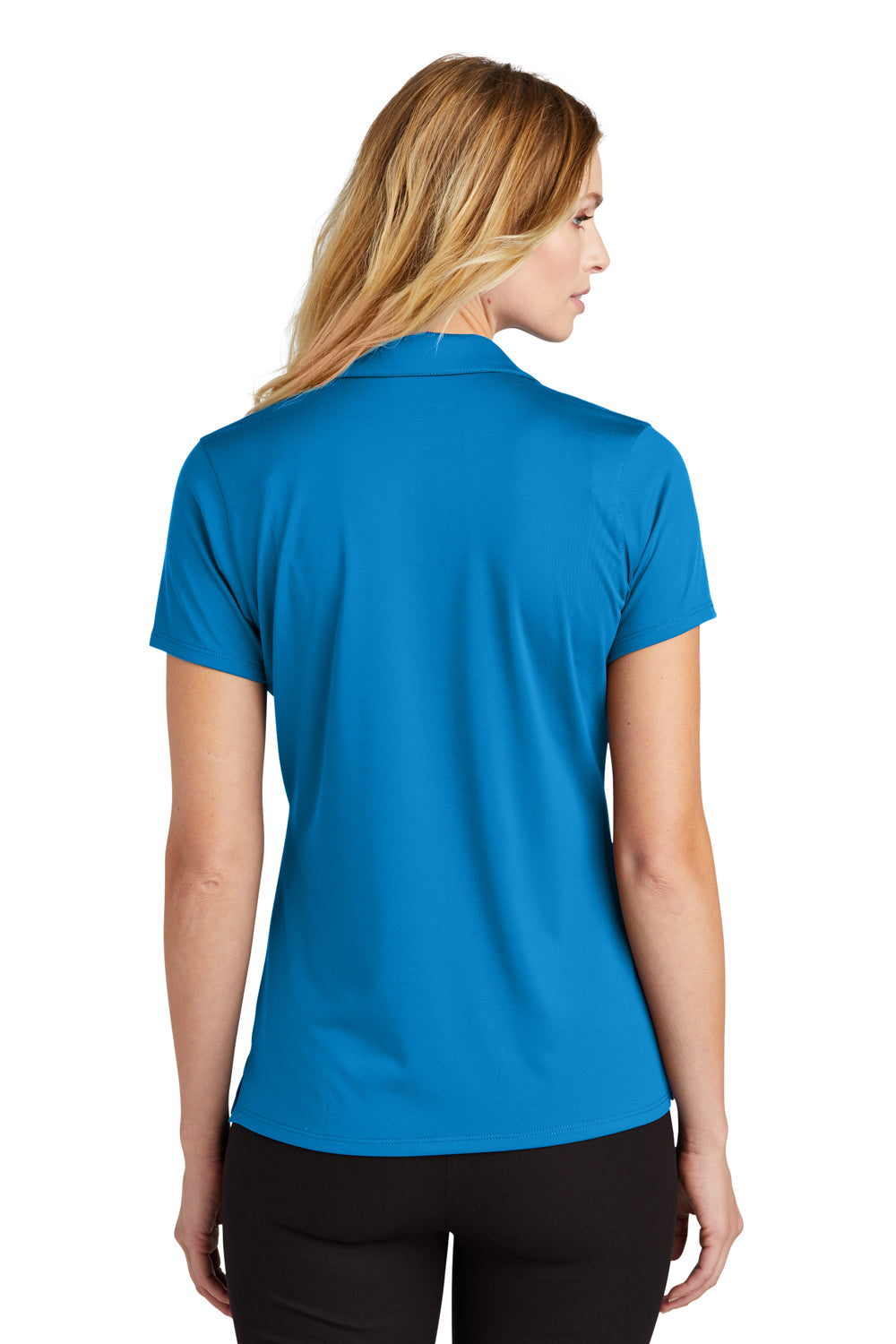 Port Authority LK398 Womens Staff Performance Moisture Wicking Short Sleeve Polo Shirt Brilliant Blue Model Back