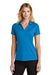 Port Authority LK398 Womens Staff Performance Moisture Wicking Short Sleeve Polo Shirt Brilliant Blue Model Front