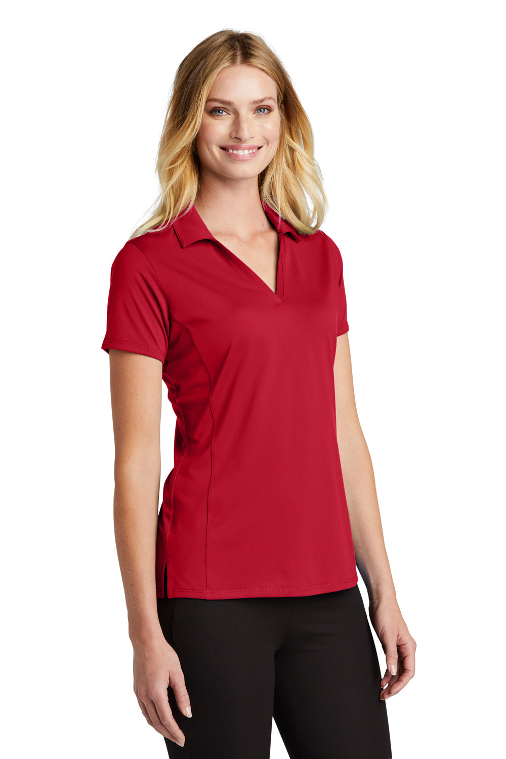 Port Authority LK398 Womens Staff Performance Moisture Wicking Short Sleeve Polo Shirt Engine Red Model 3q