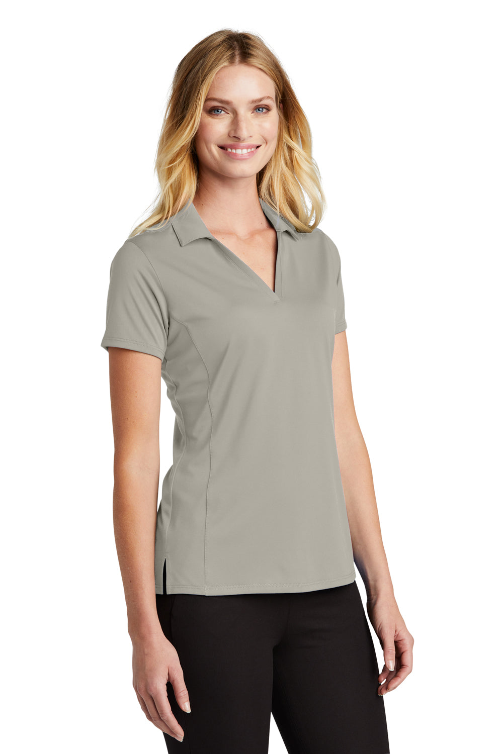 Port Authority LK398 Womens Staff Performance Moisture Wicking Short Sleeve Polo Shirt Silver Grey Model 3q