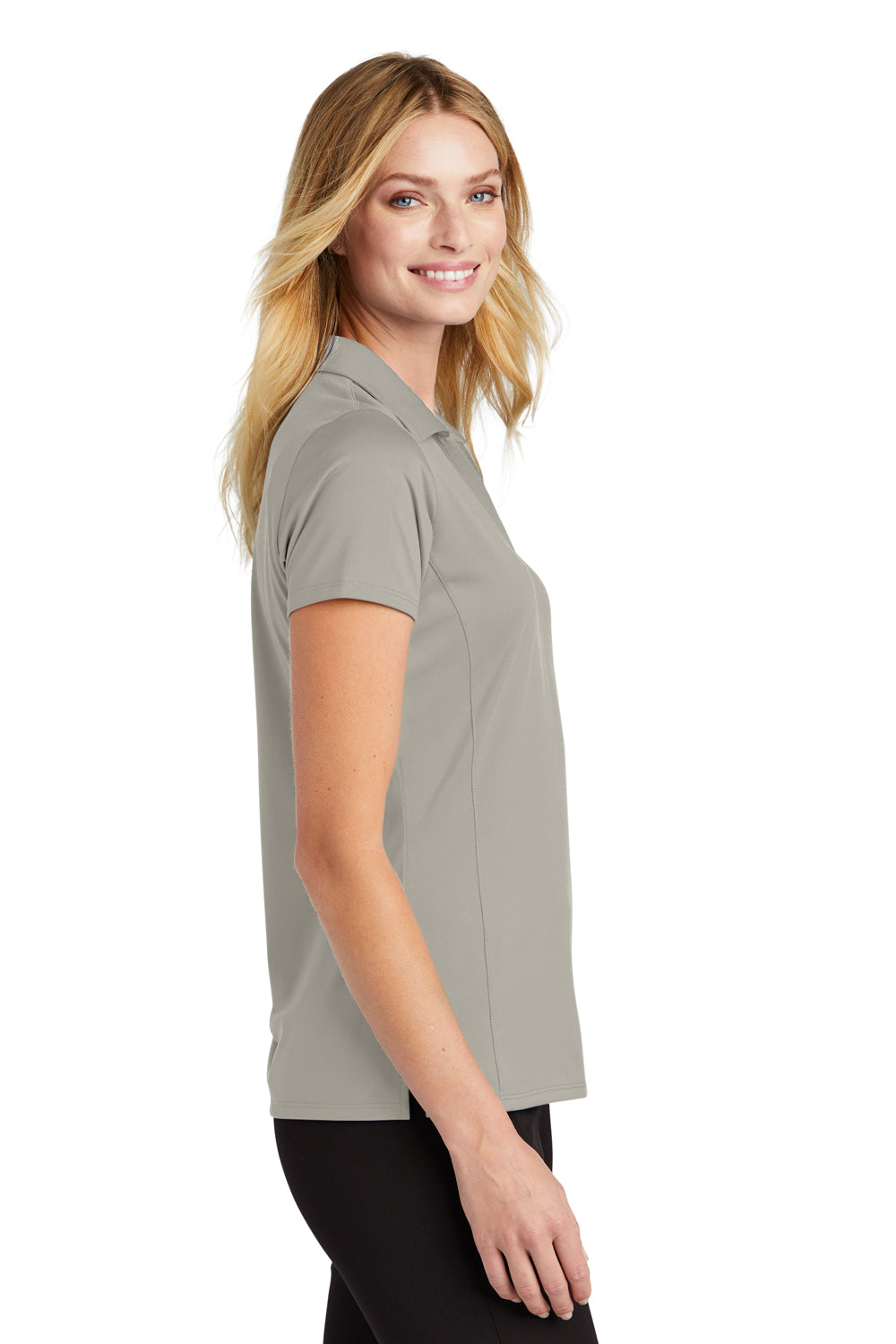 Port Authority LK398 Womens Staff Performance Moisture Wicking Short Sleeve Polo Shirt Silver Grey Model Side