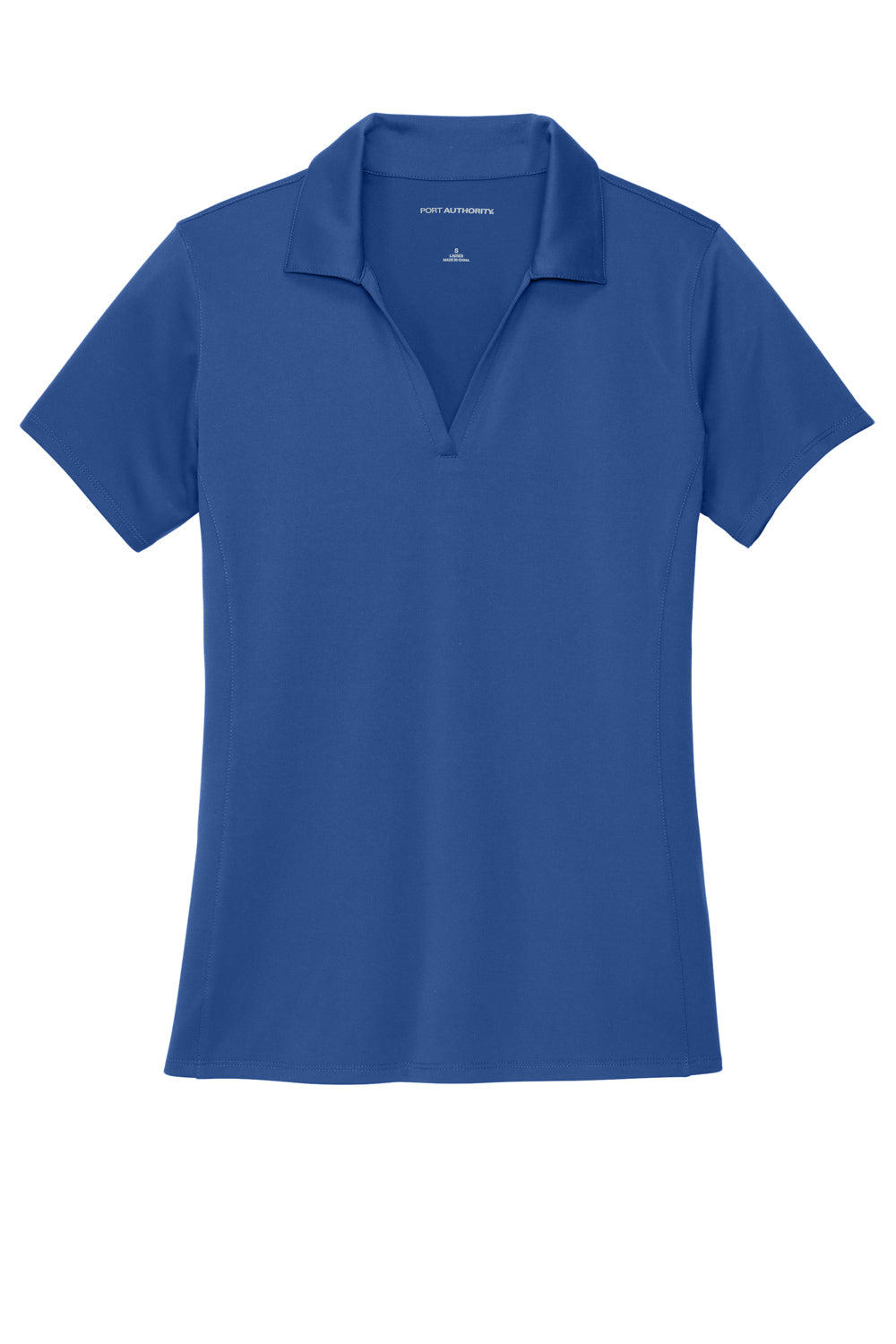 Port Authority LK398 Womens Staff Performance Moisture Wicking Short Sleeve Polo Shirt True Blue Flat Front