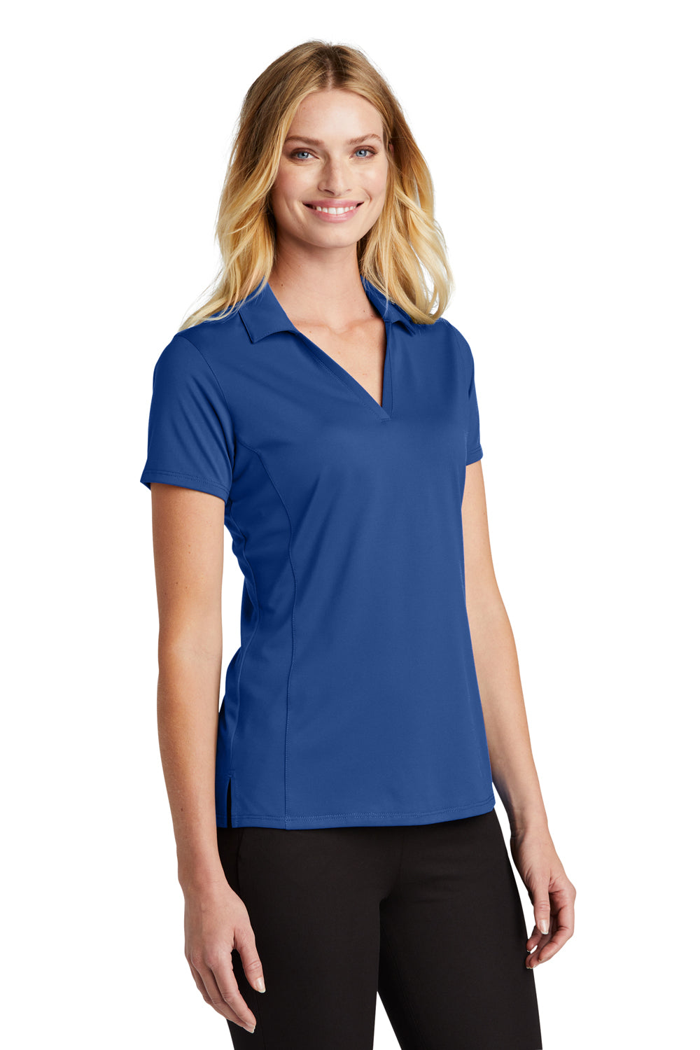 Port Authority LK398 Womens Staff Performance Moisture Wicking Short Sleeve Polo Shirt True Blue Model 3q