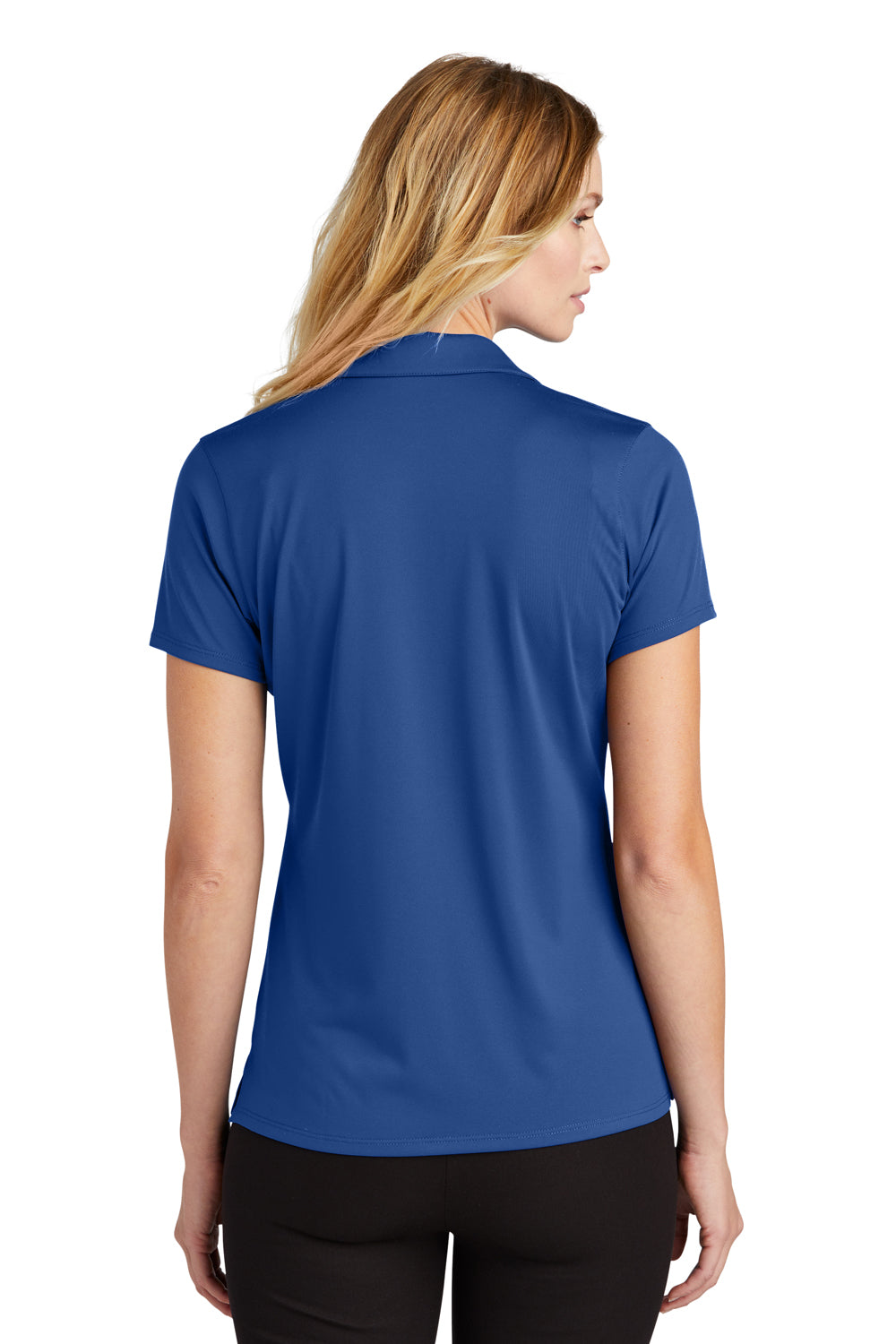 Port Authority LK398 Womens Staff Performance Moisture Wicking Short Sleeve Polo Shirt True Blue Model Back