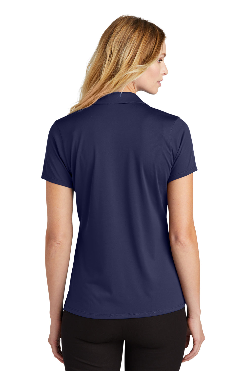 Port Authority LK398 Womens Staff Performance Moisture Wicking Short Sleeve Polo Shirt True Navy Blue Model Back