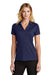 Port Authority LK398 Womens Staff Performance Moisture Wicking Short Sleeve Polo Shirt True Navy Blue Model Front