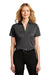 Port Authority LK542 Womens Silk Touch Performance Moisture Wicking Short Sleeve Polo Shirt Heather Black Model Front