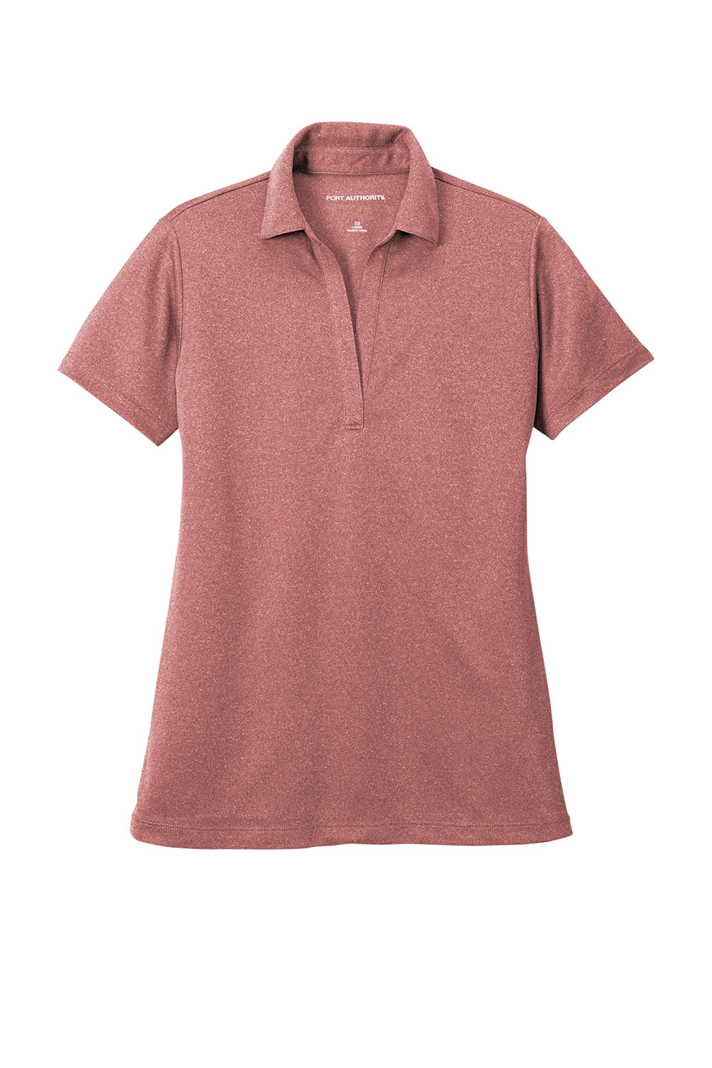 Port Authority LK542 Womens Silk Touch Performance Moisture Wicking Short Sleeve Polo Shirt Heather Garnet Red Flat Front