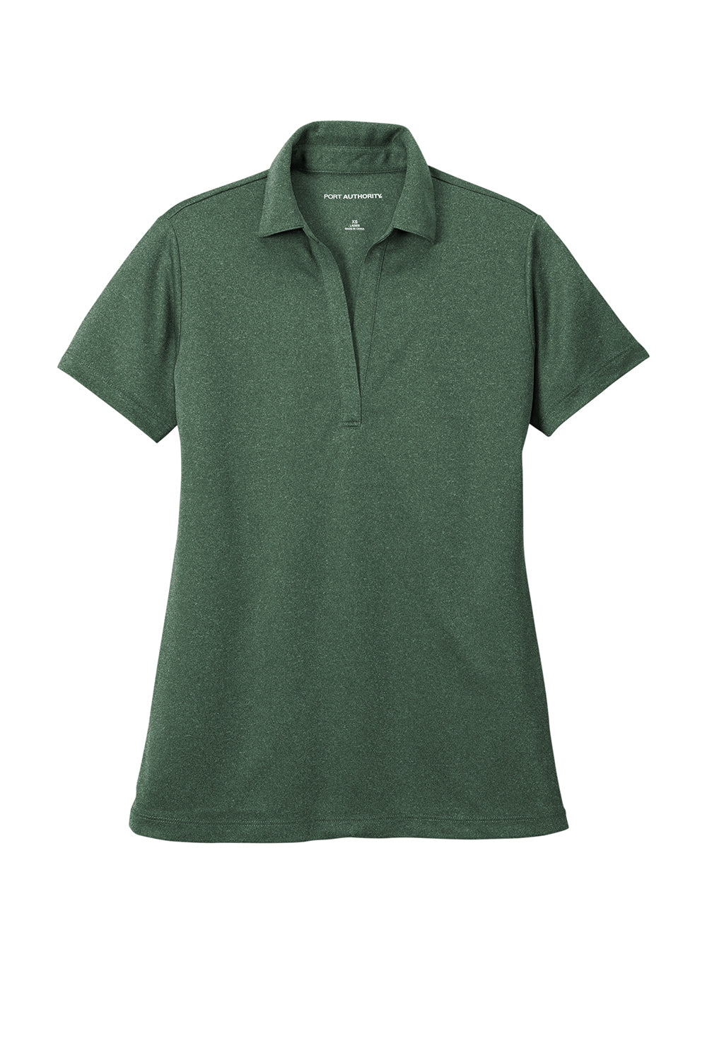 Port Authority LK542 Womens Silk Touch Performance Moisture Wicking Short Sleeve Polo Shirt Heather Green Glen Flat Front