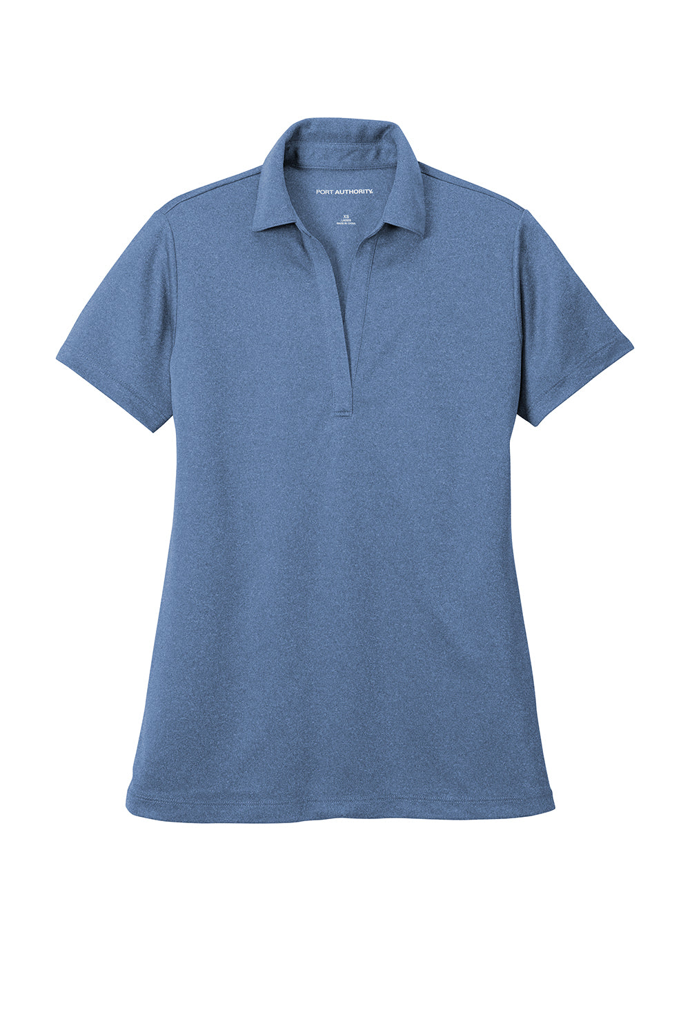 Port Authority LK542 Womens Silk Touch Performance Moisture Wicking Short Sleeve Polo Shirt Heather Moonlight Blue Flat Front