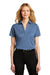 Port Authority LK542 Womens Silk Touch Performance Moisture Wicking Short Sleeve Polo Shirt Heather Moonlight Blue Model Front