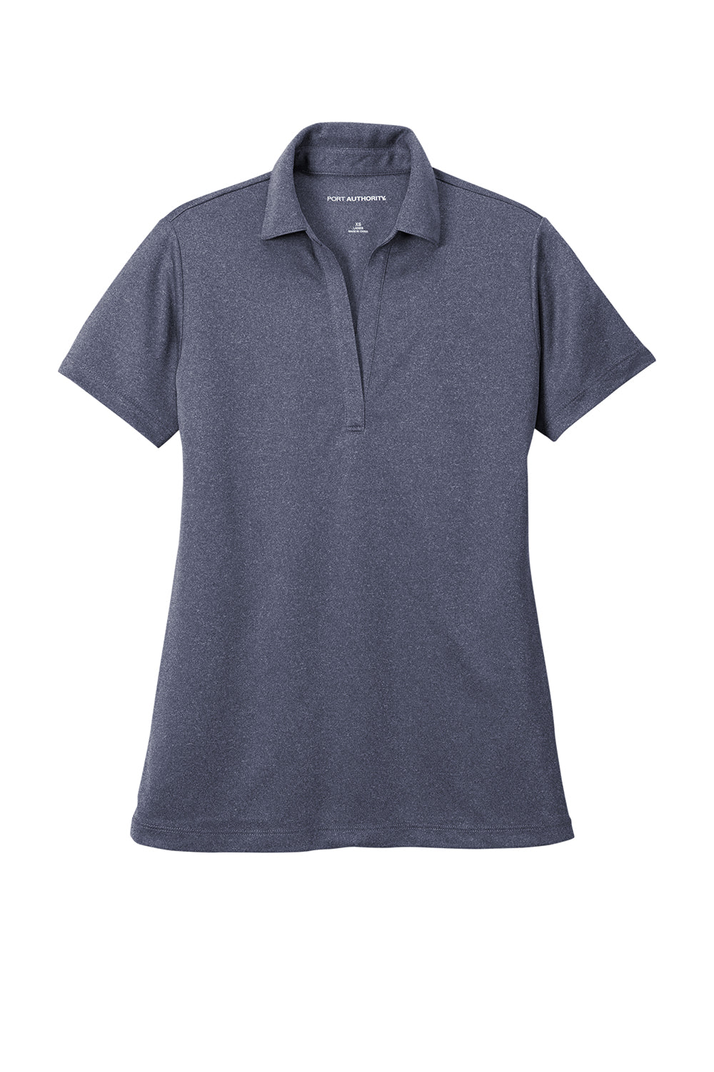 Port Authority LK542 Womens Silk Touch Performance Moisture Wicking Short Sleeve Polo Shirt Heather Navy Blue Flat Front