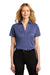 Port Authority LK542 Womens Silk Touch Performance Moisture Wicking Short Sleeve Polo Shirt Heather Royal Blue Model Front